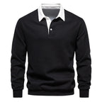 Men’s Contrast Collar Long Sleeve Polo Sweater