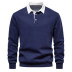 Men’s Contrast Collar Long Sleeve Polo Sweater