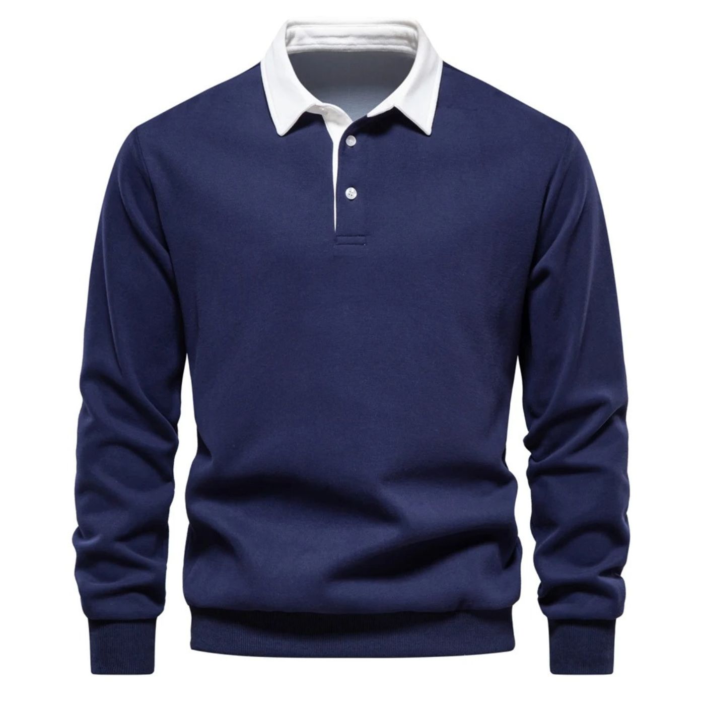 Men’s Contrast Collar Long Sleeve Polo Sweater