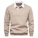 Men’s Contrast Collar Long Sleeve Polo Sweater