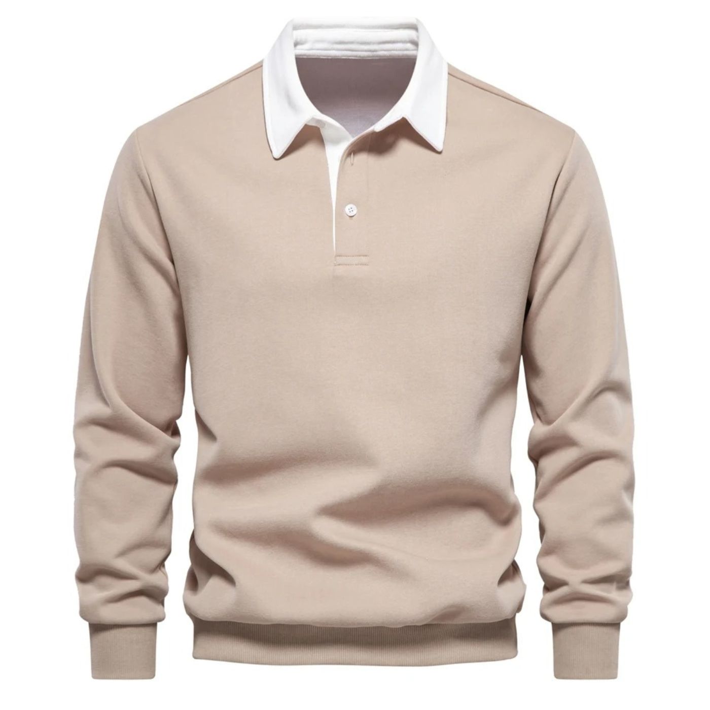 Men’s Contrast Collar Long Sleeve Polo Sweater