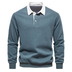 Men’s Contrast Collar Long Sleeve Polo Sweater