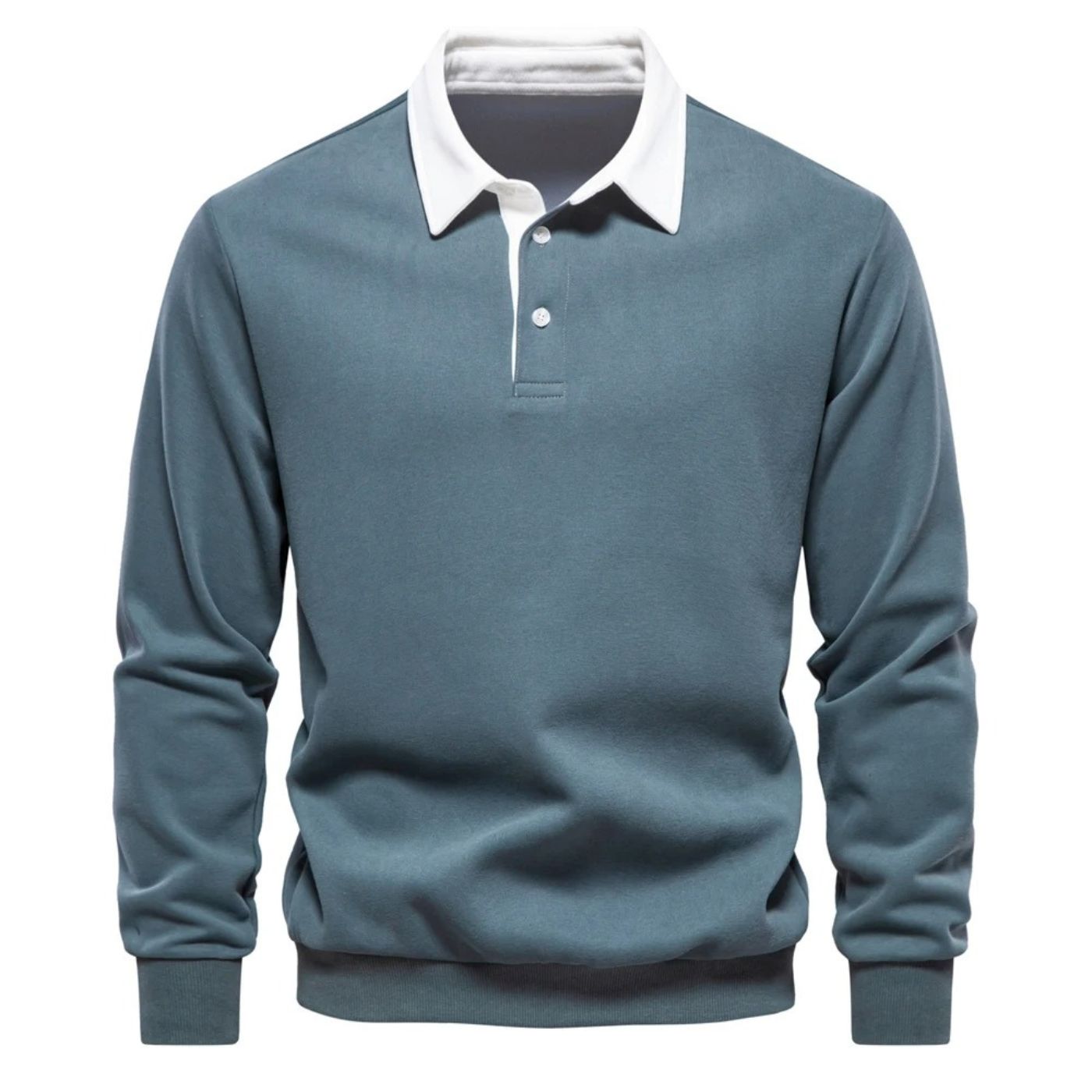 Men’s Contrast Collar Long Sleeve Polo Sweater