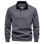 Men’s Contrast Collar Long Sleeve Polo Sweater