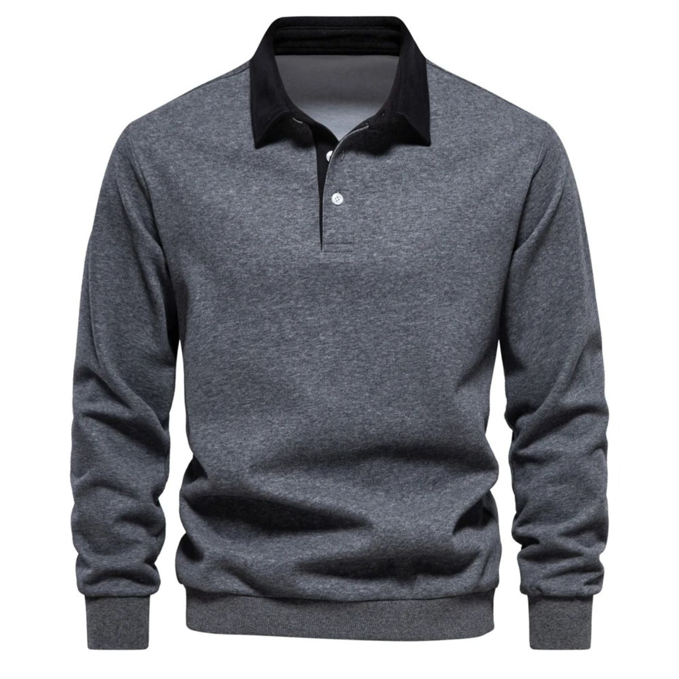 Men’s Contrast Collar Long Sleeve Polo Sweater