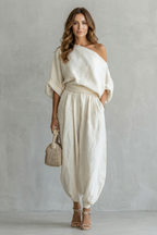 Women's 2 Piece Off Shoulder Pant Set