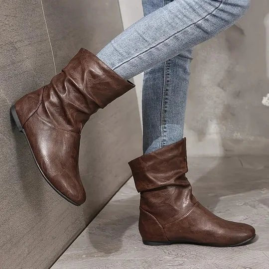 Women’s Slouch Ankle Boots with Low Heel