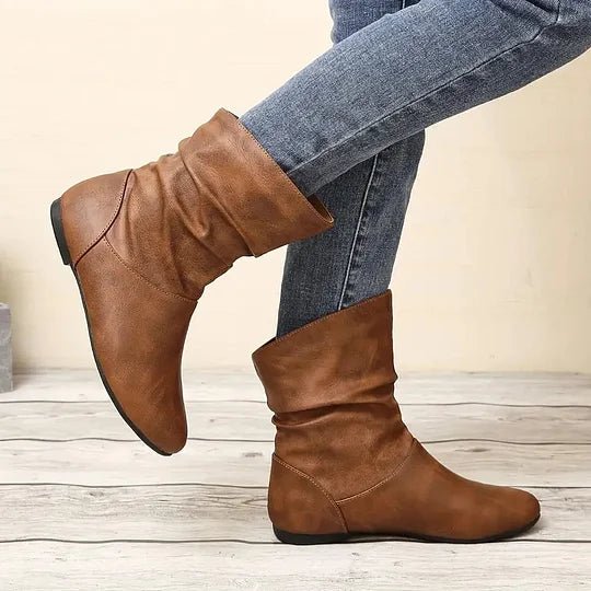 Women’s Slouch Ankle Boots with Low Heel