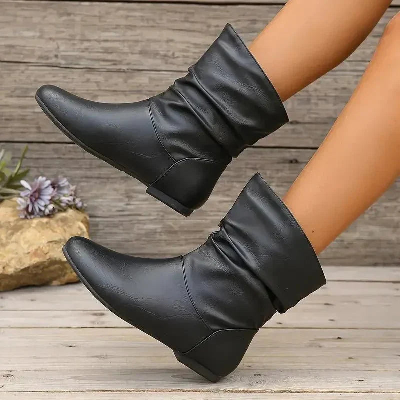 Women’s Slouch Ankle Boots with Low Heel