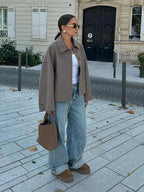 Women’s Oversized Collared Button-Front Jacket