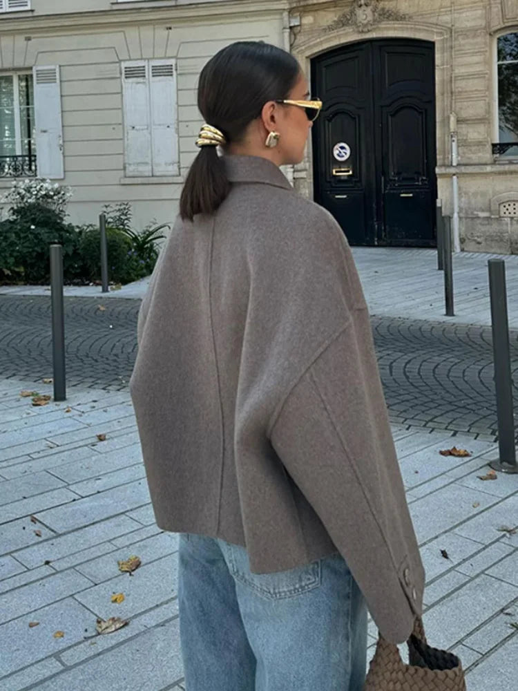 Women’s Oversized Collared Button-Front Jacket