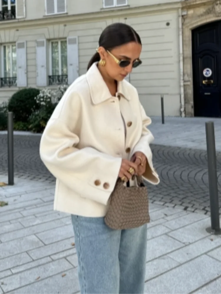 Women’s Oversized Collared Button-Front Jacket