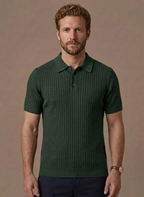 Men's Ribbed Short Sleeve Polo Shirt