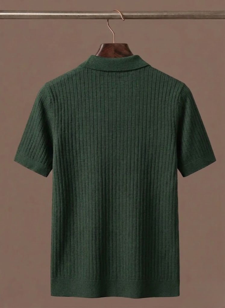 Men's Ribbed Short Sleeve Polo Shirt