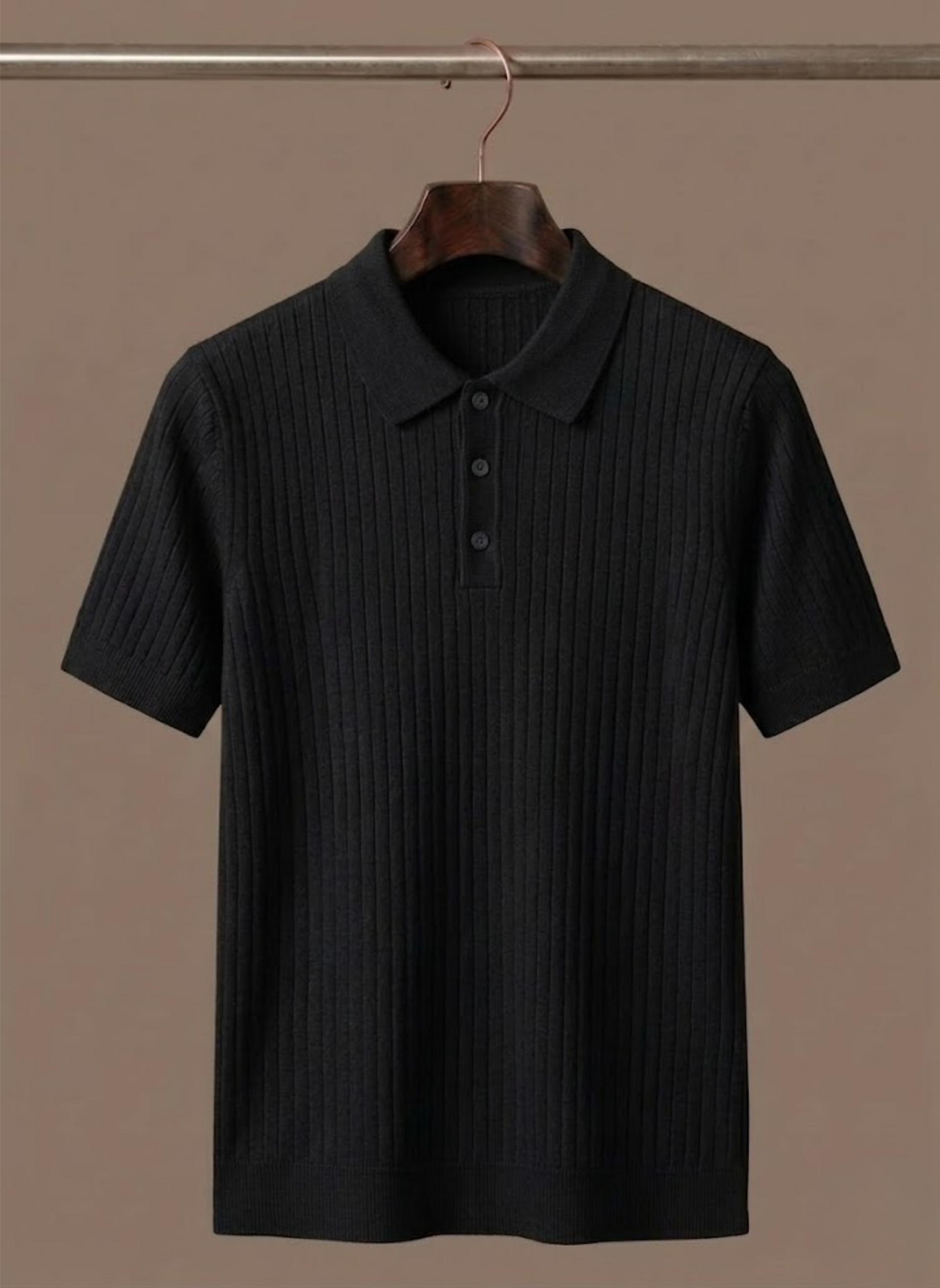 Men's Ribbed Short Sleeve Polo Shirt