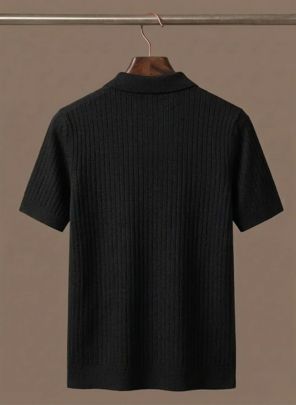 Men's Ribbed Short Sleeve Polo Shirt
