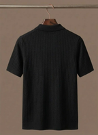 Men's Ribbed Short Sleeve Polo Shirt