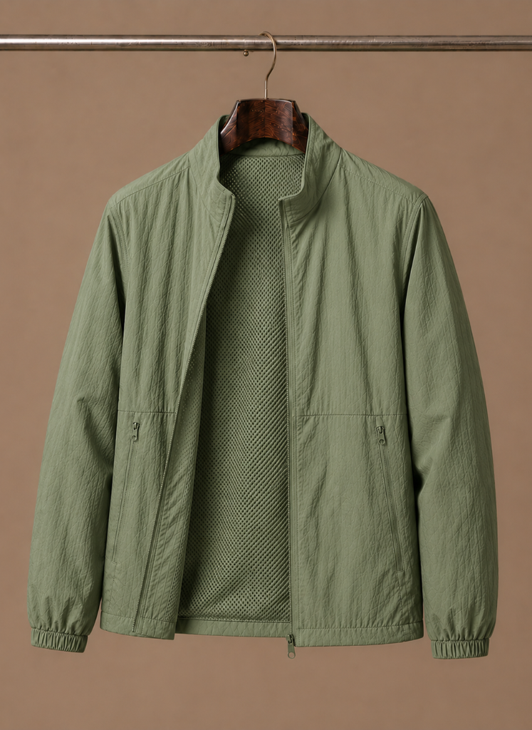 Men's Zip Front Stand Collar Jacket