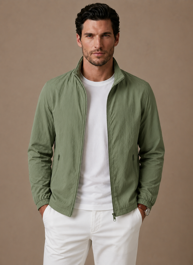 Men's Zip Front Stand Collar Jacket
