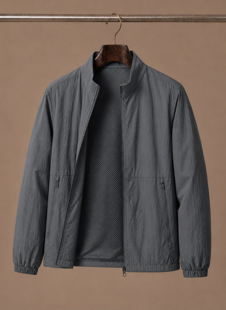 Men's Zip Front Stand Collar Jacket