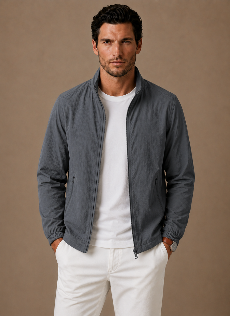 Men's Zip Front Stand Collar Jacket