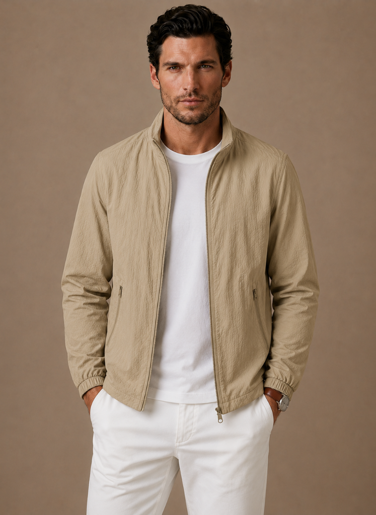 Men's Zip Front Stand Collar Jacket
