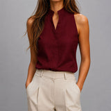 Women’s Stand-Collar Sleeveless Blouse