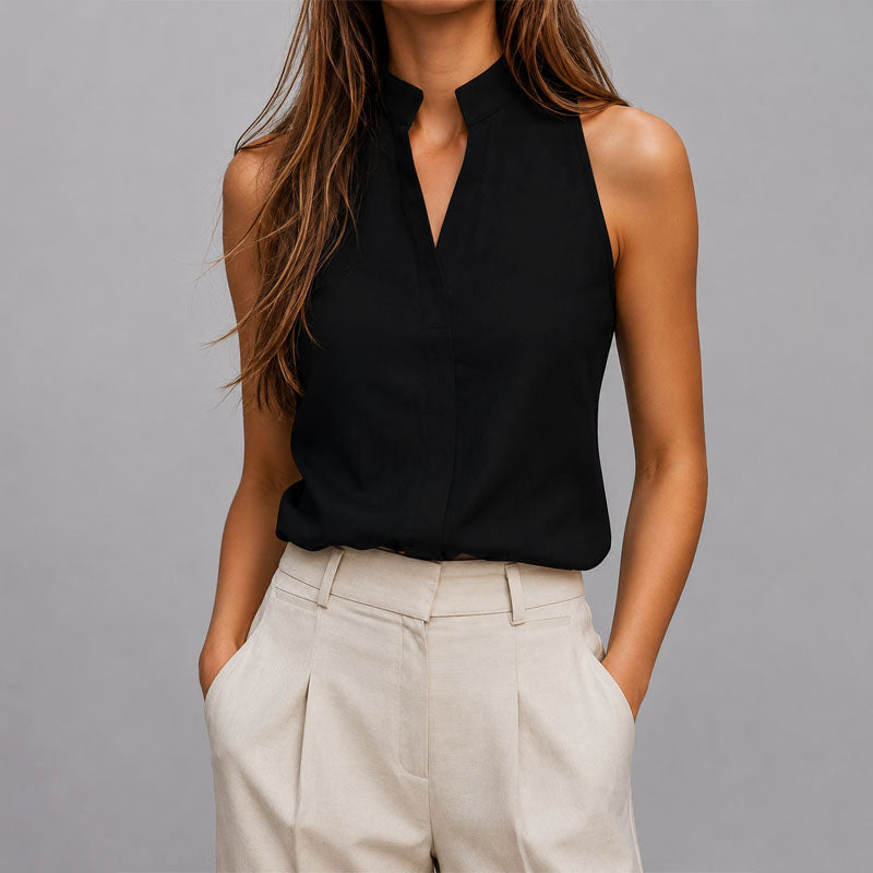 Women’s Stand-Collar Sleeveless Blouse