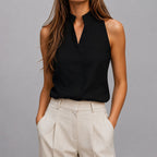 Women’s Stand-Collar Sleeveless Blouse