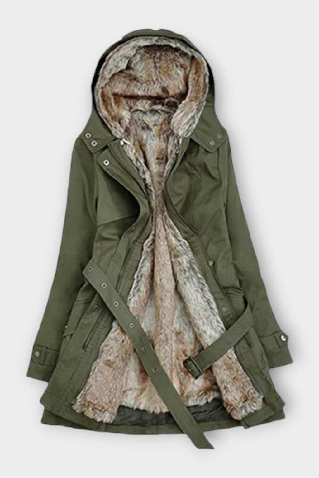 Women’s Hooded Longline Jacket with Belt