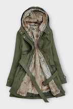Women’s Hooded Longline Jacket with Belt