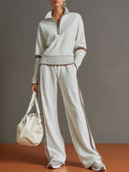 Women's Two-Piece Half-Zip Pullover and Pants Set