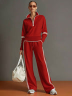 Women's Two-Piece Half-Zip Pullover and Pants Set