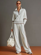 Women's Two-Piece Half-Zip Pullover and Pants Set