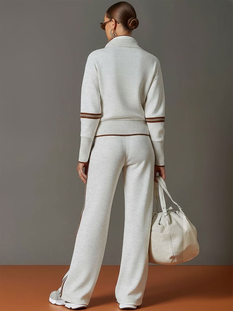 Women's Two-Piece Half-Zip Pullover and Pants Set
