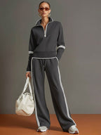 Women's Two-Piece Half-Zip Pullover and Pants Set