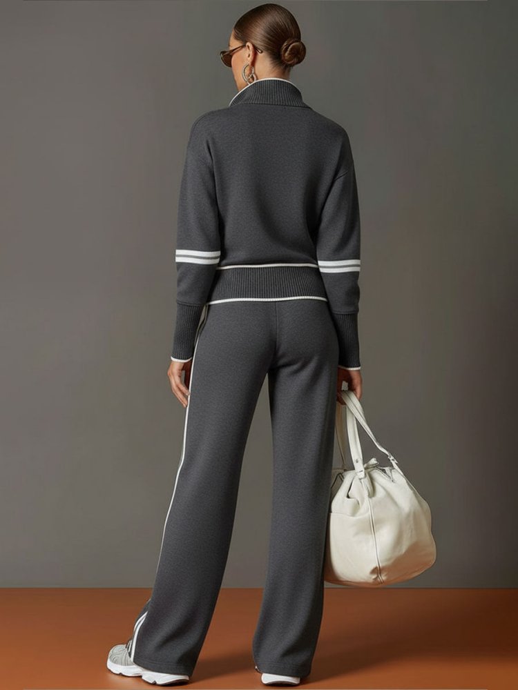 Women's Two-Piece Half-Zip Pullover and Pants Set