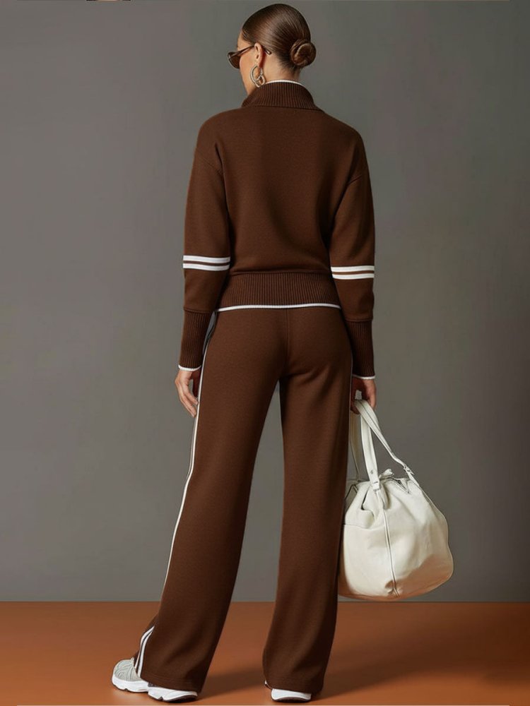 Women's Two-Piece Half-Zip Pullover and Pants Set