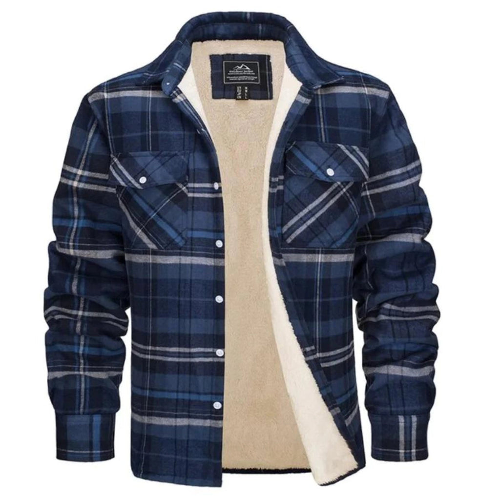 Men's Plaid Button Front Shirt Jacket