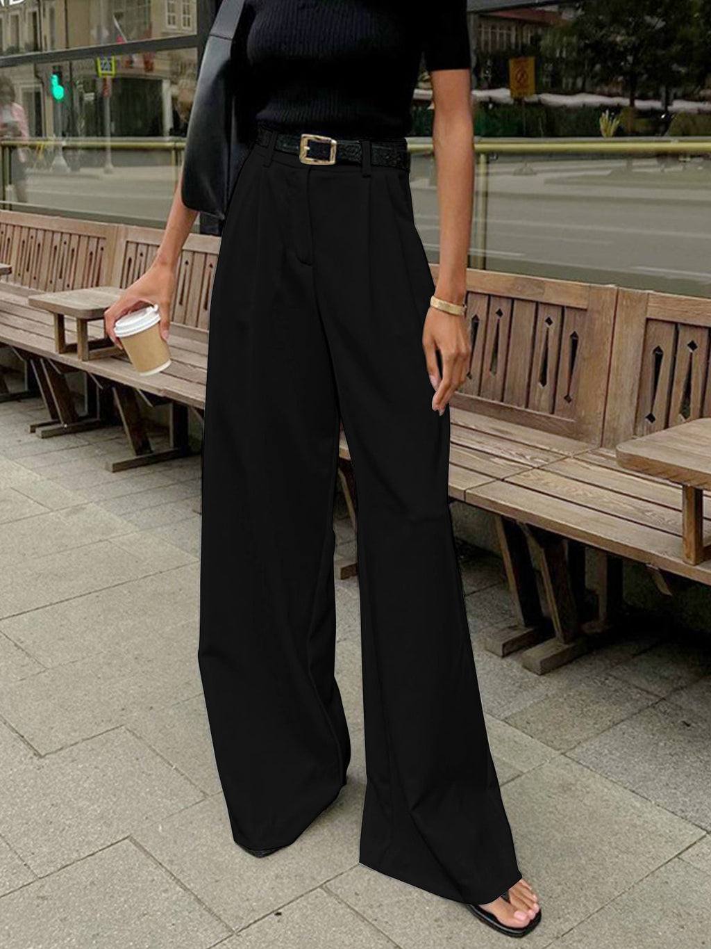 Women's High-Waist Wide Leg Tailored Trousers