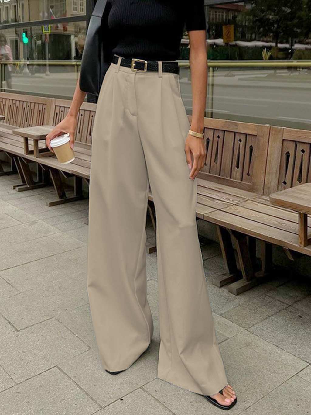 Women's High-Waist Wide Leg Tailored Trousers