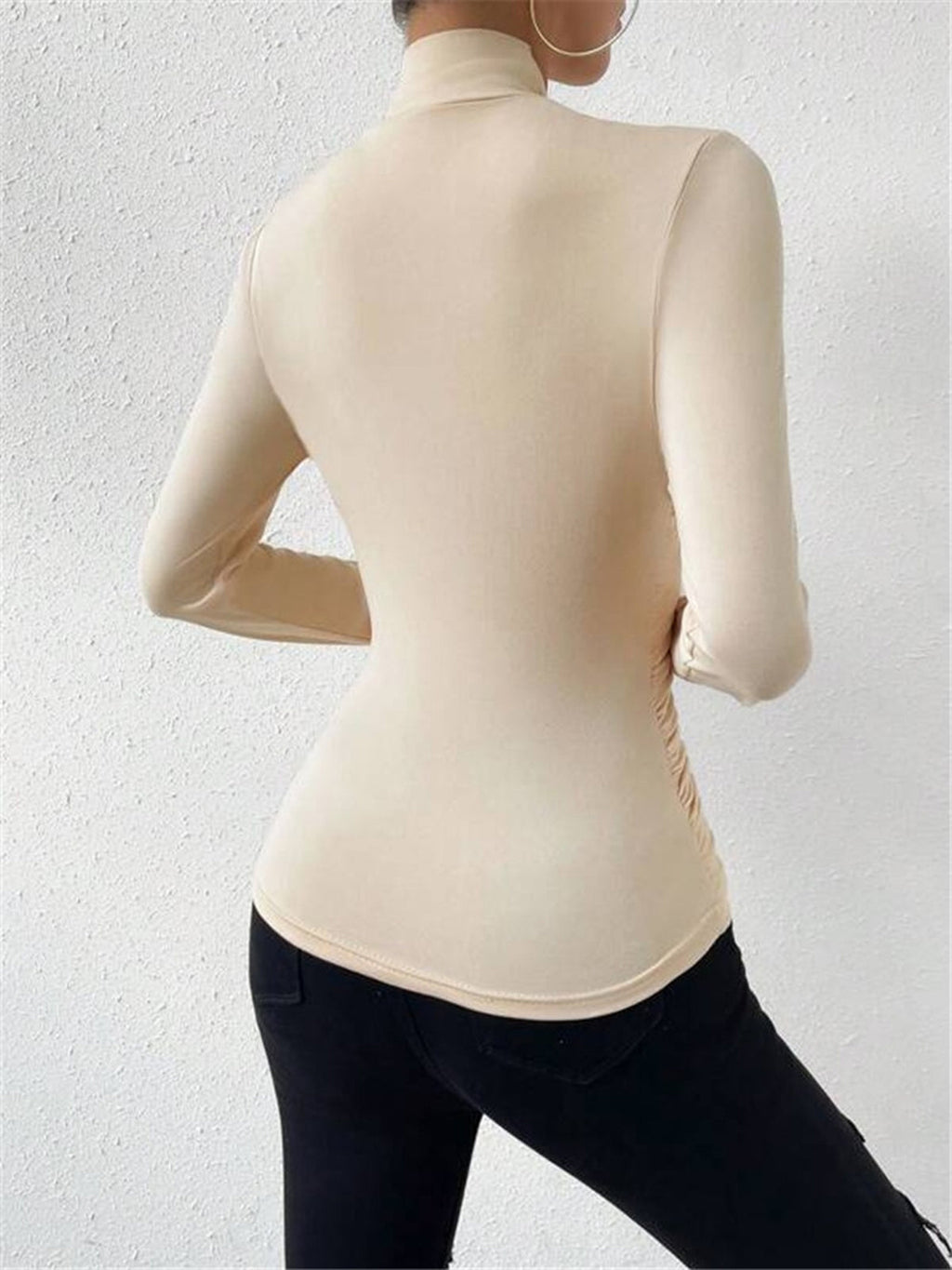 Women's Long Sleeve Mock Neck Wrap Top