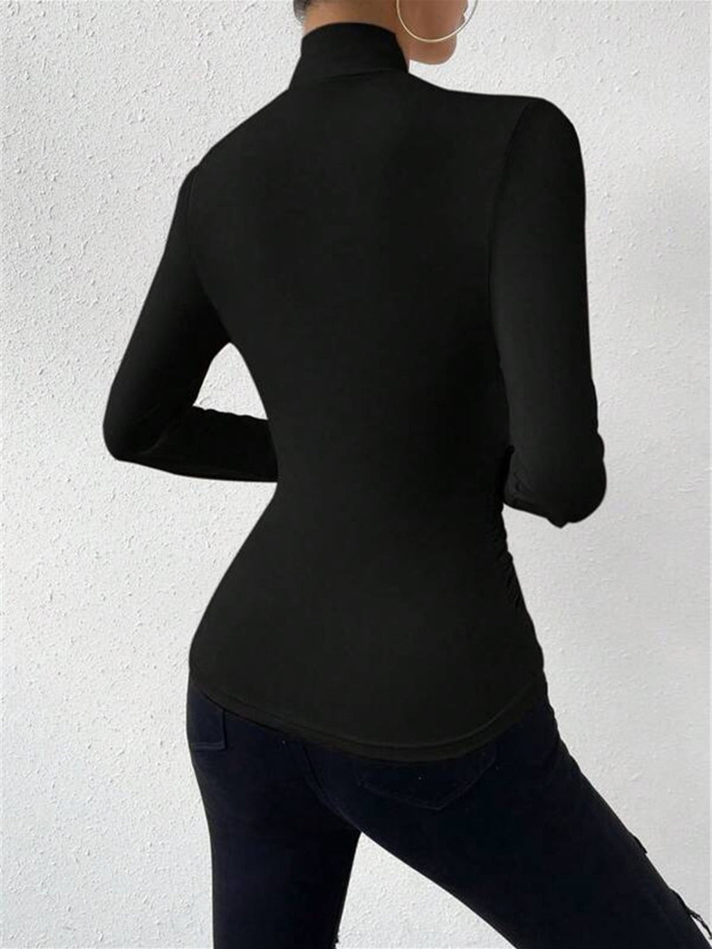 Women's Long Sleeve Mock Neck Wrap Top