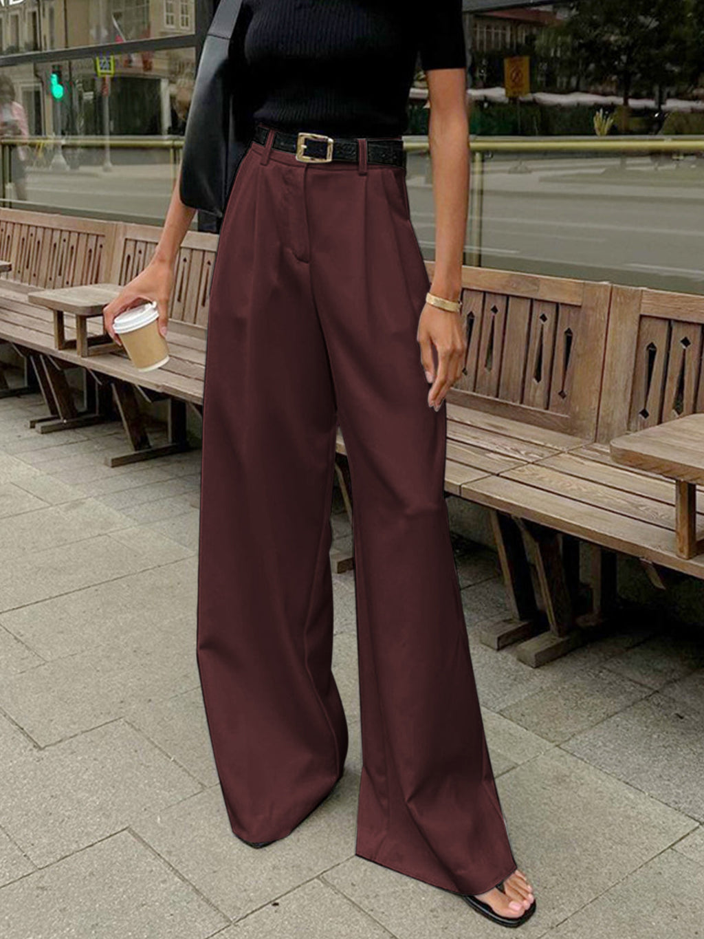 Women's High-Waist Wide Leg Tailored Trousers