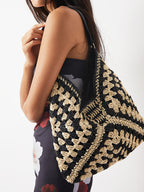 Women’s Geometric Crochet Hobo Bag