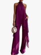 Women’s Pant Set with Asymmetric Halter Top