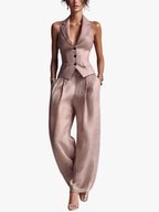 Women’s Vest and Wide-Leg Pant Set