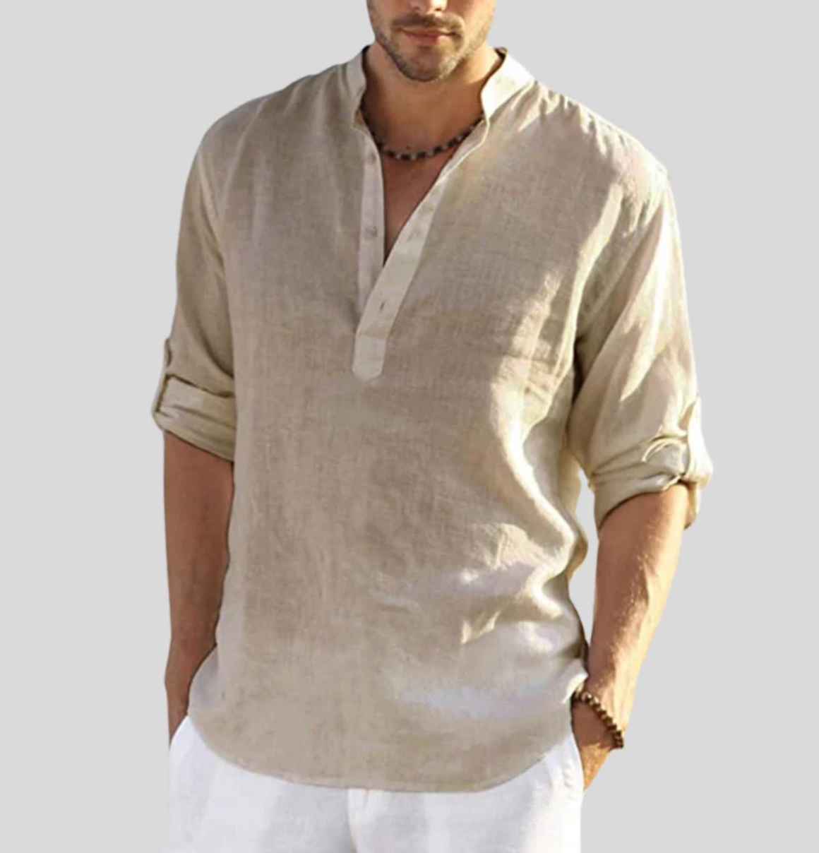 Men's Relaxed Fit Long Sleeve Henley Shirt