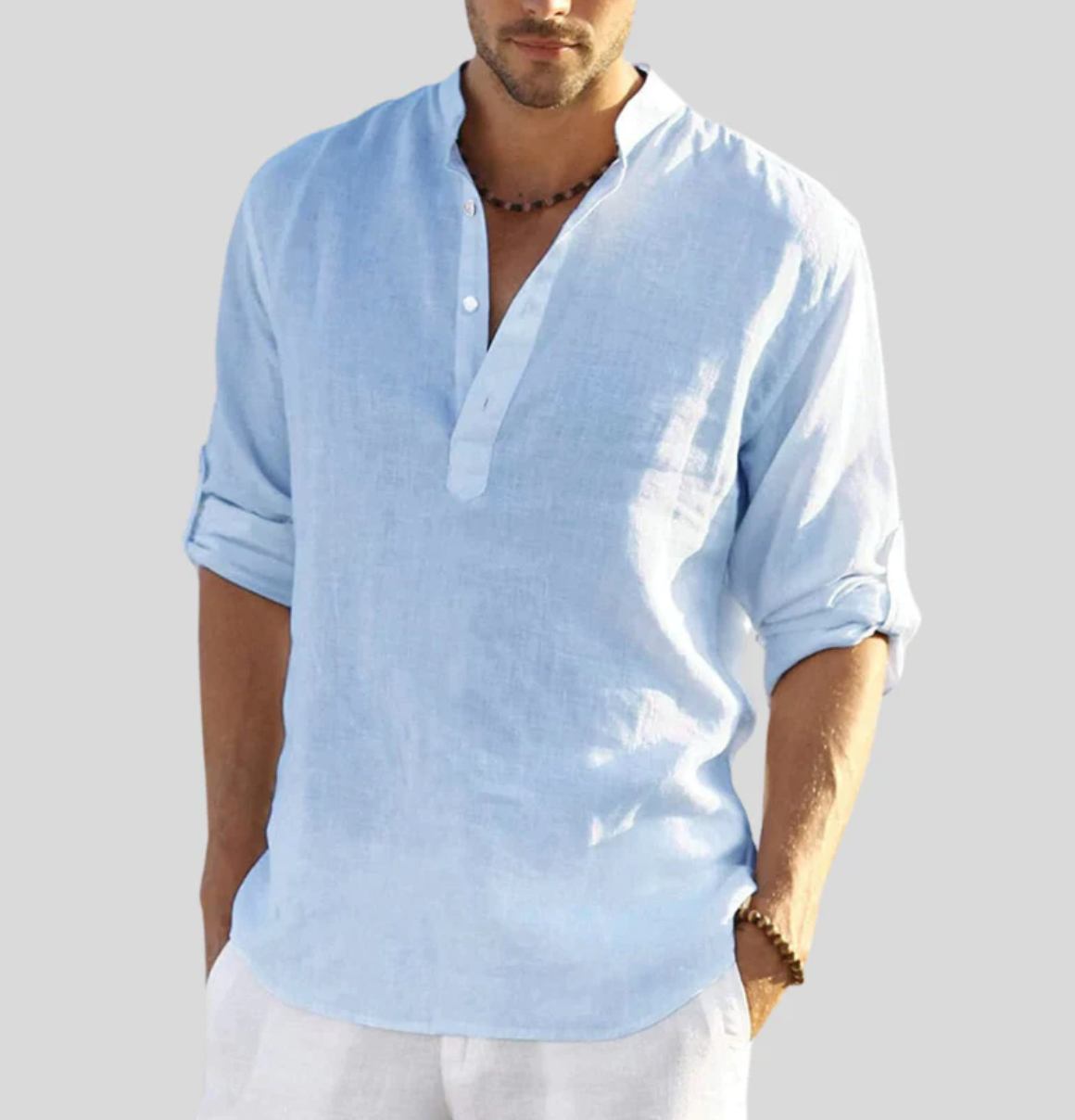 Men's Relaxed Fit Long Sleeve Henley Shirt
