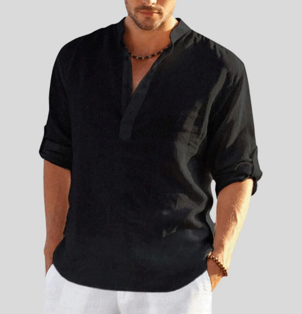 Men's Relaxed Fit Long Sleeve Henley Shirt